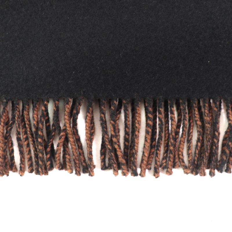 Fendi Fxt252 Cashmere Blend Zucca Pattern Fringe Scarf With Fur Pocket Stole — view 7