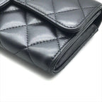 Chanel Items CC Logo Quilted Lambskin Long Flap Wallet Black — view 5