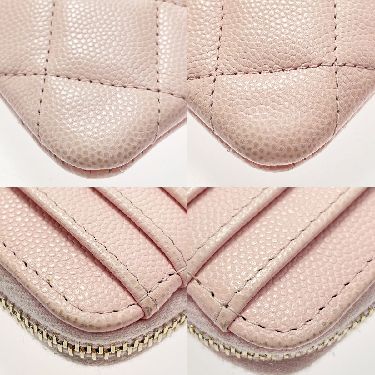 Chanel Quilted Pink Coin Case Purse Caviar Leather Gold Hardware — view 7