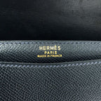 Hermes 1990 S Freegate Courchevel Gold And Silver Hardware Handbag Navy — view 4