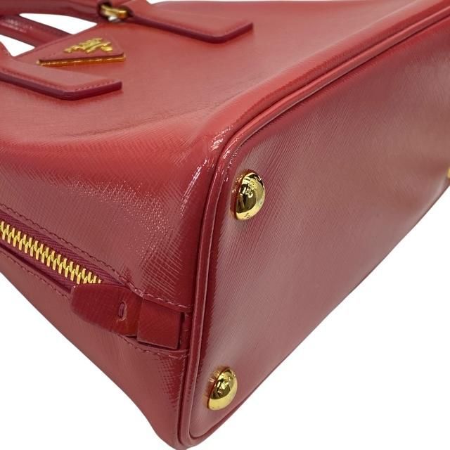 Prada Bl0838 Handbag Triangle Logo Enamel Patent Leather Scarlatto Red — view 4