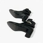 Hermes Frenchie Boots Short Shoes Leather Black Silver Kelly Hardware — view 6