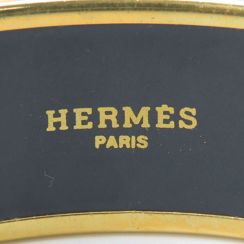 Hermes Bangle Emile Metal Cloisonne Black Multicolor Gold Hardware Plated — view 7
