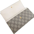 Gucci GG Canvas Leather Beige Ivory Bifold Long Wallet 1491 — view 4