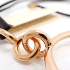 Hermes Equestre GM Necklace PG Pink Gold Black Leather Same As Box — view 9