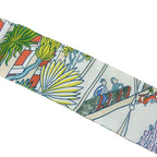 Hermes Twille Scarf 100% Silk Animapolis White Green Pink Multicolor Small — view 2