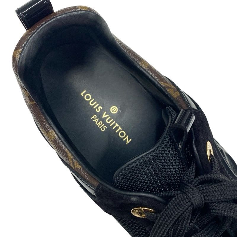Louis Vuitton Run Away Line Monogram Sneakers Shoes Fabric Suede Leather Black — view 7