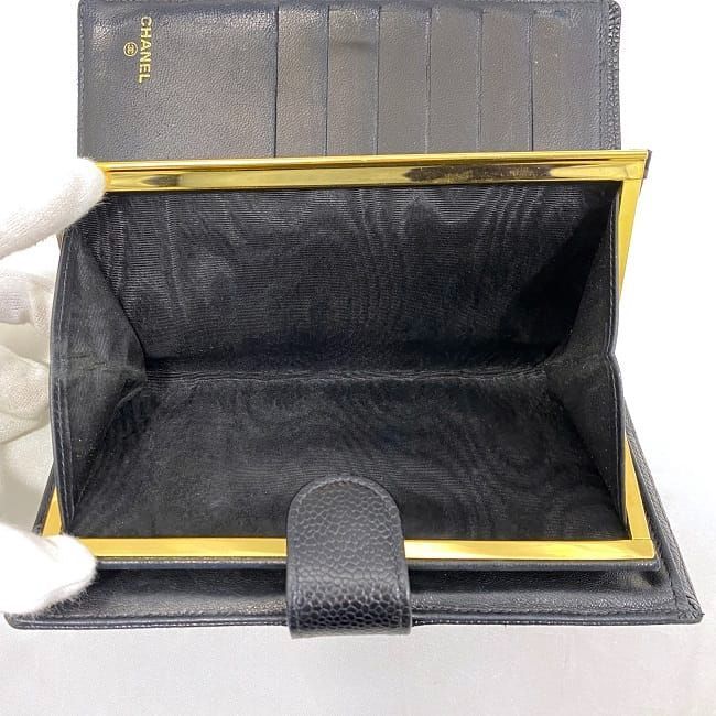 Chanel Fold Over Clasp Long Wallet Black — view 6