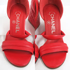 Chanel Sandals Wedge Sole Quilted Metal Strap 36 Half — view 7