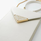Prada Mobile Smartphone Accessories White Gold Saffiano Mini Bag Triangle Logo