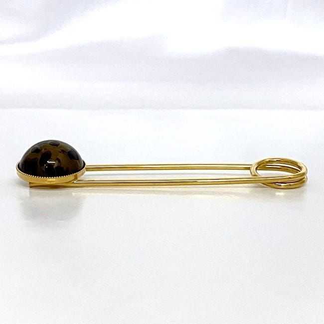 Fendi Pin Brooch Gold Beige Brown — view 3