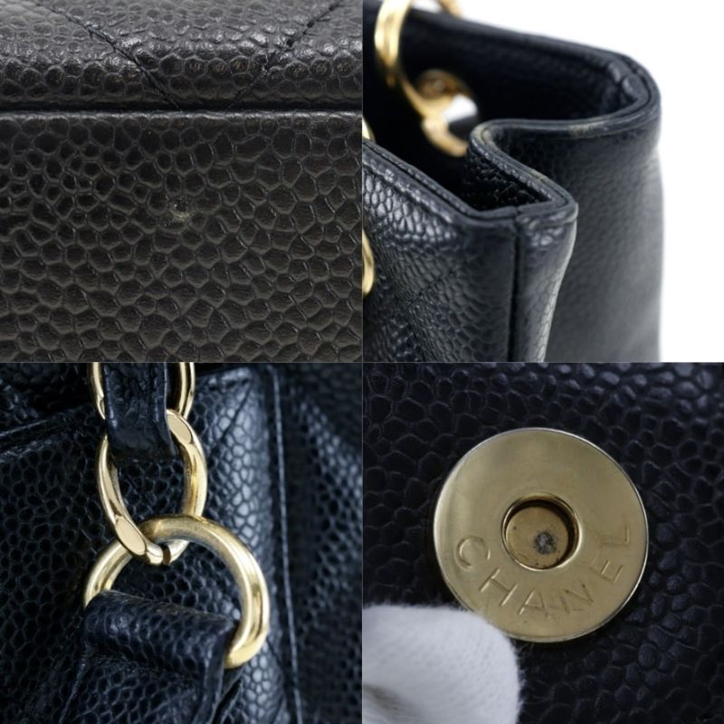 Chanel Petite Shopping Tote PST Chain Quilted Caviar Leather Black Shoulder Bag — view 6