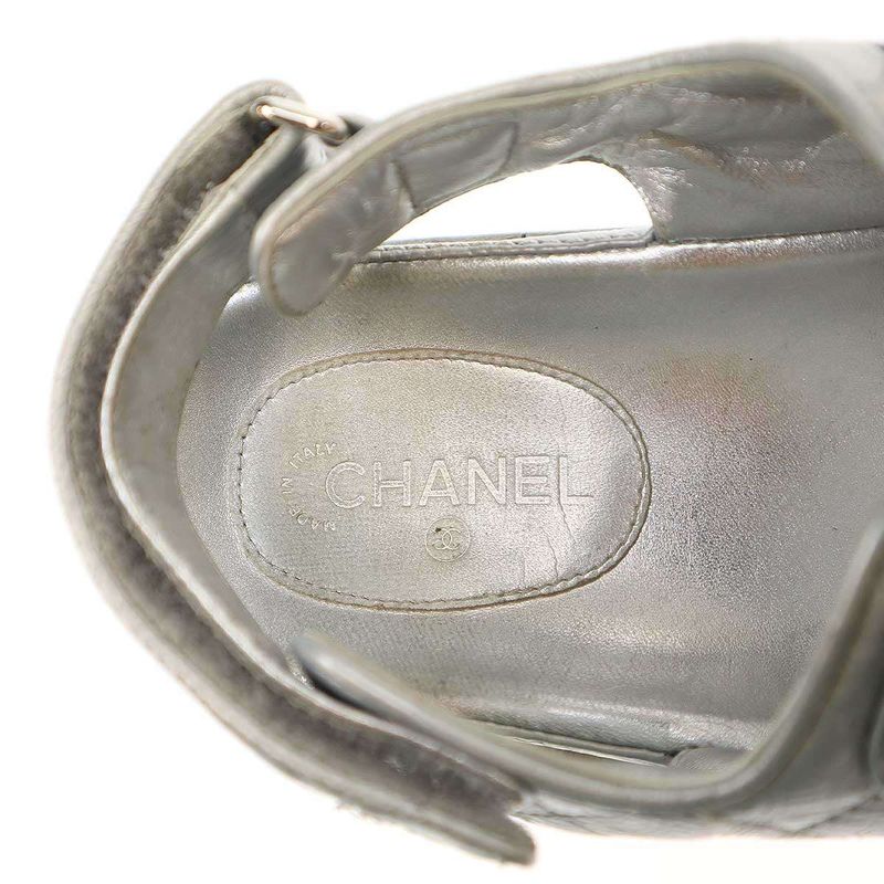 Chanel Footbed Coco Mark Sandals 0 Silver Grayish 36 — view 5