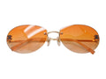 Chanel CC Logo Rimless Sunglasses Orange Gold Eyewear