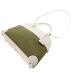 Hermes Bolide 37 Toile Gibesieres Vorsluft Khaki White Handbag 1537 — view 6