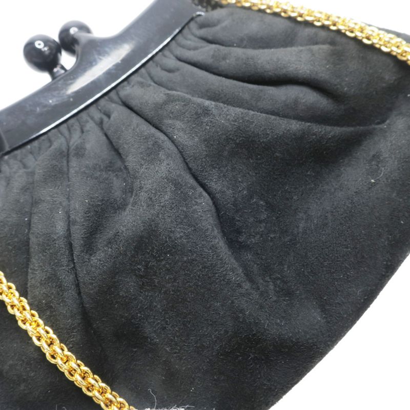 Chanel Clasp Chain Shoulder Bag Suede Xplastic Black Gdhardware — view 9