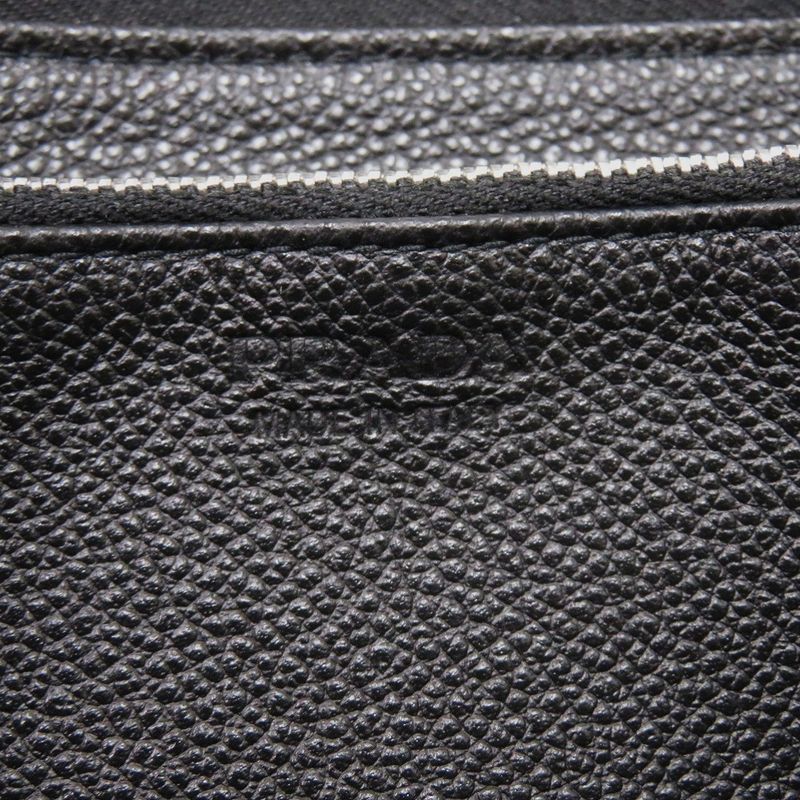 Prada Soft Calf Triangle 2 Ml317 Leather Black 0781 Long Wallet — view 7