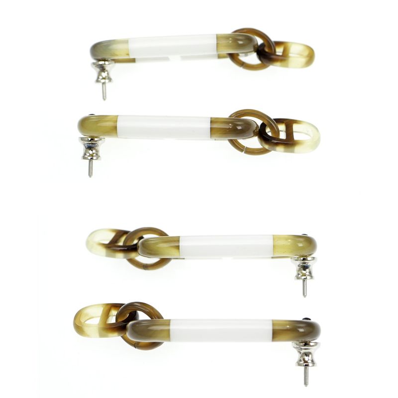 Hermes Earrings Amar Buffalo Horn White Brown Silver Hardware Accessorie — view 4