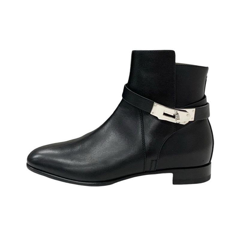 Hermes Neo Boots Short Shoes Leather Black Silver Kelly Hardware — view 3