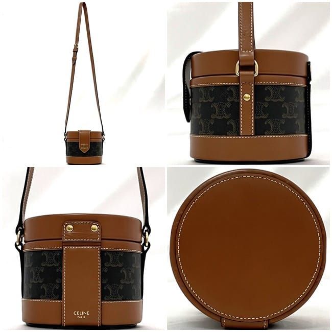 Celine Shoulder Bag Tambour Brown Triomphe Canvas — view 2