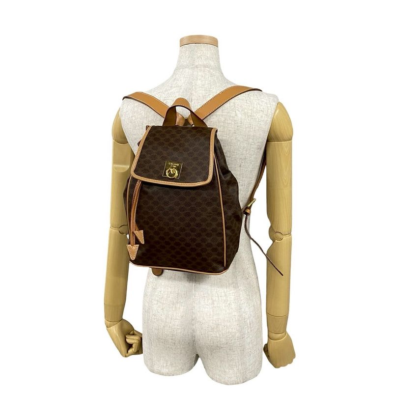 Celine Macadam Blason Triomphe Pattern Logo Ring Hardware Leather Backpack