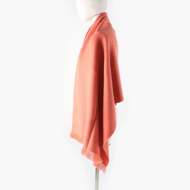 Hermes Grand Chevron 100% Cashmere Rose Blush Leather Scarf With Logo Patch — view 5