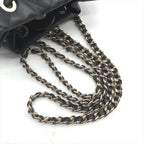Chanel Quilted Lambskin CC Logo Drawstring Chain Backpack Pack Black — view 7
