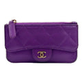 Chanel Quilted Classic Random Caviar Leather Purple Coin Case Gold