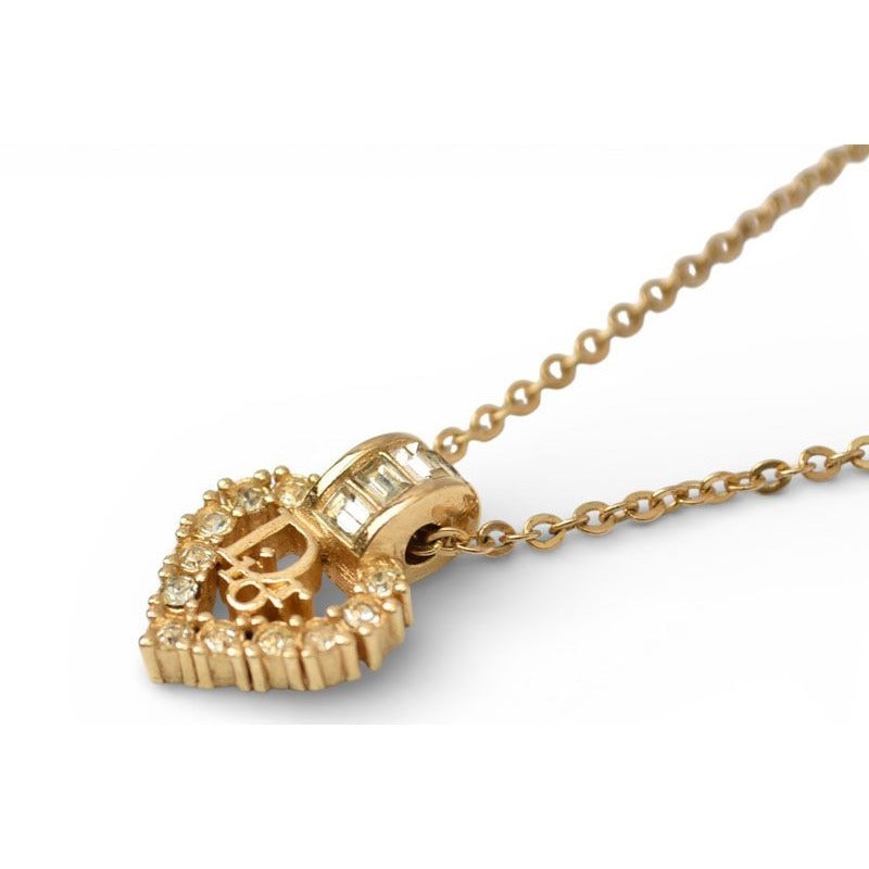Christian Dior Necklace Choker Vintage Heart Motif Rhinestone — view 3