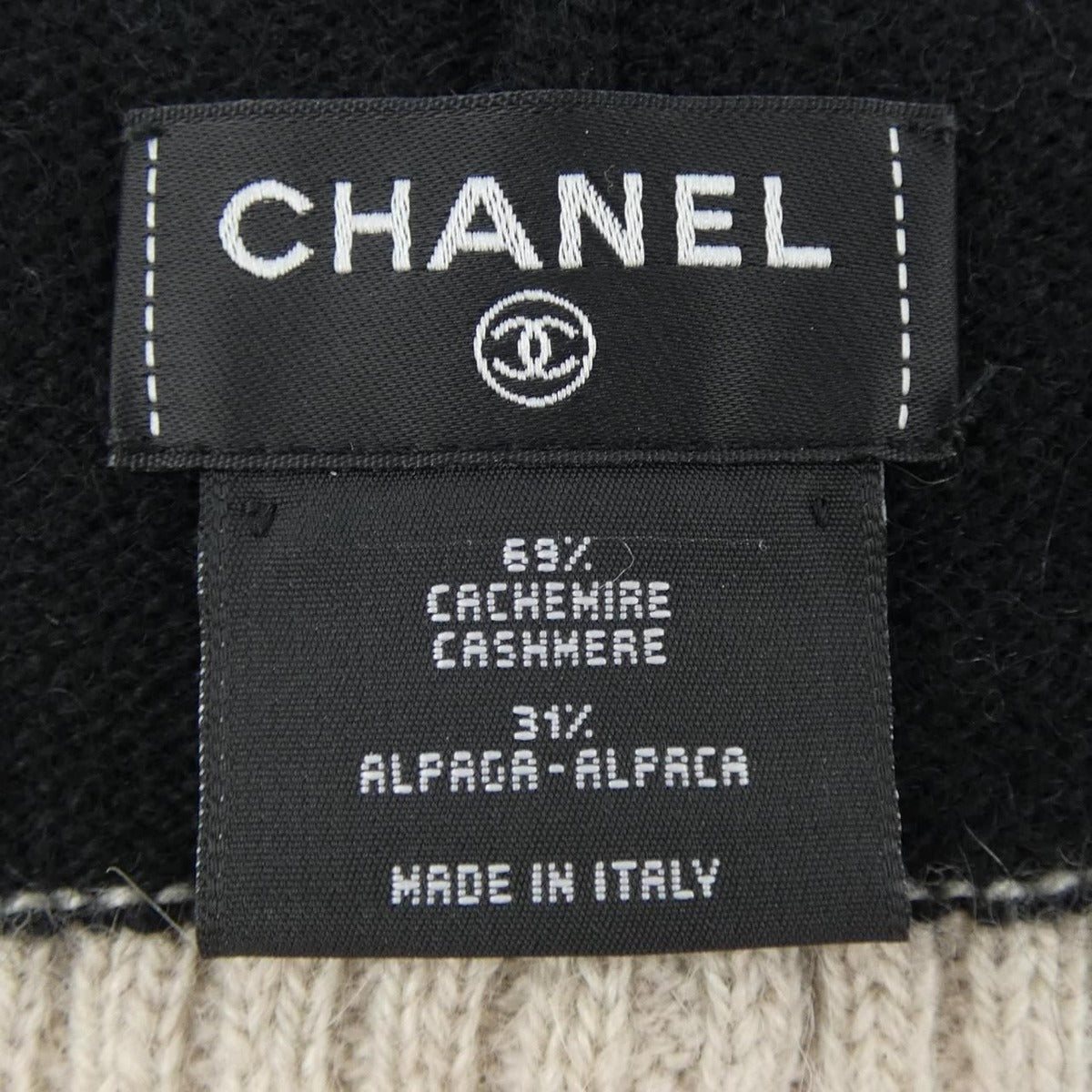 Chanel Knit Cap Cashmere Black Beige — view 3