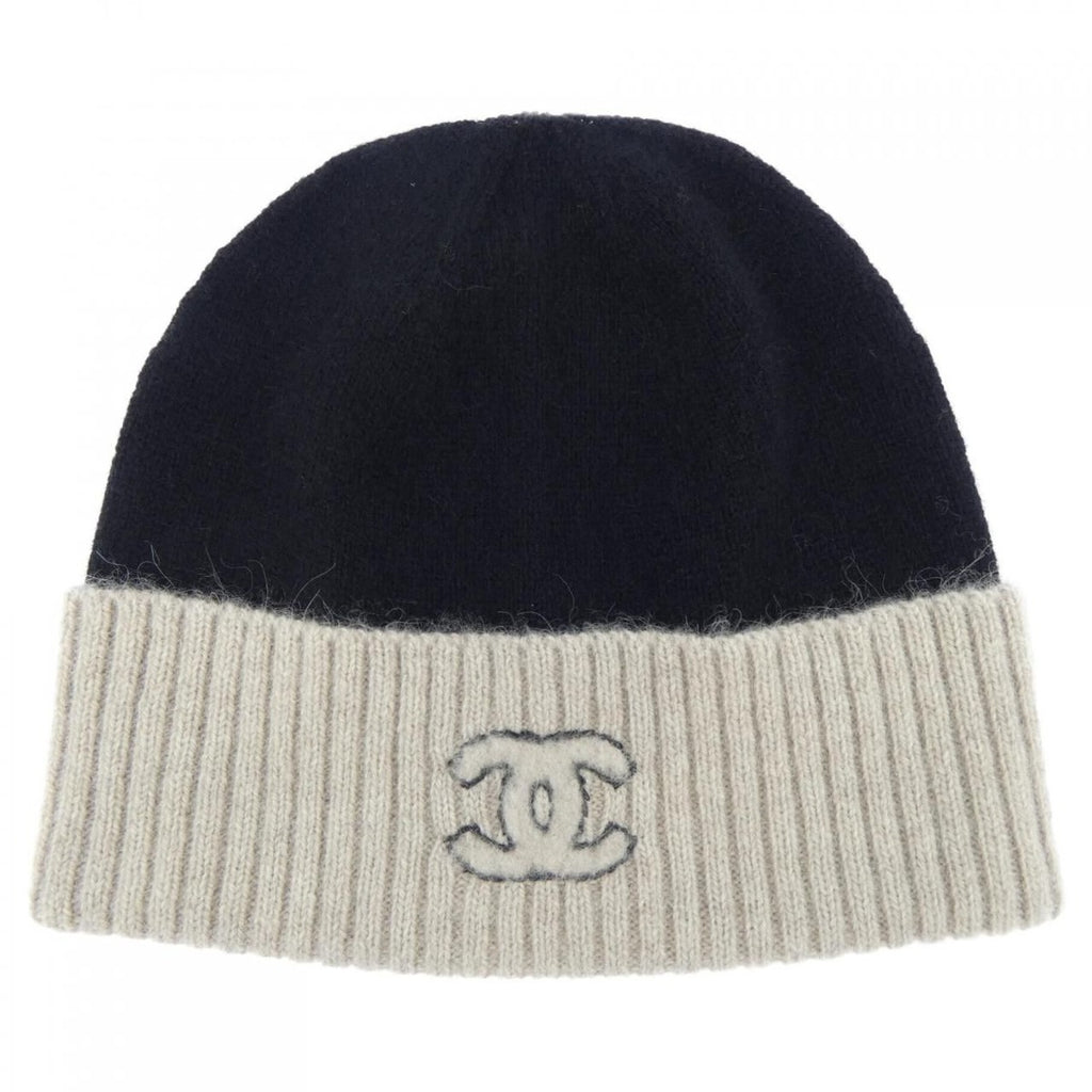 Chanel Knit Cap Cashmere Black Beige