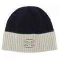 Chanel Knit Cap Cashmere Black Beige