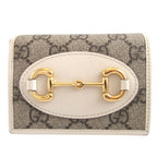 Gucci Horsebit GG Supreme Leather Beige Compact Wallet Bifold