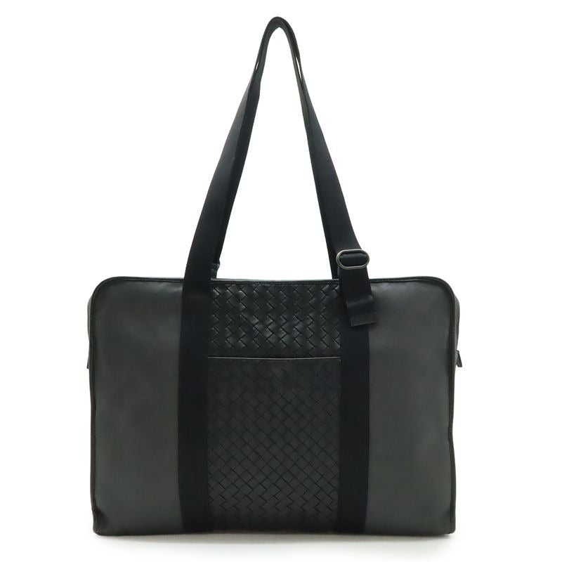 Bottega Veneta Intrecciato Business Bag Briefcase Shoulder Leather Dark