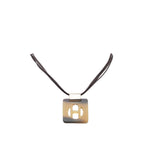 Hermes Logo Necklace Brown Beige Buffalo Horn
