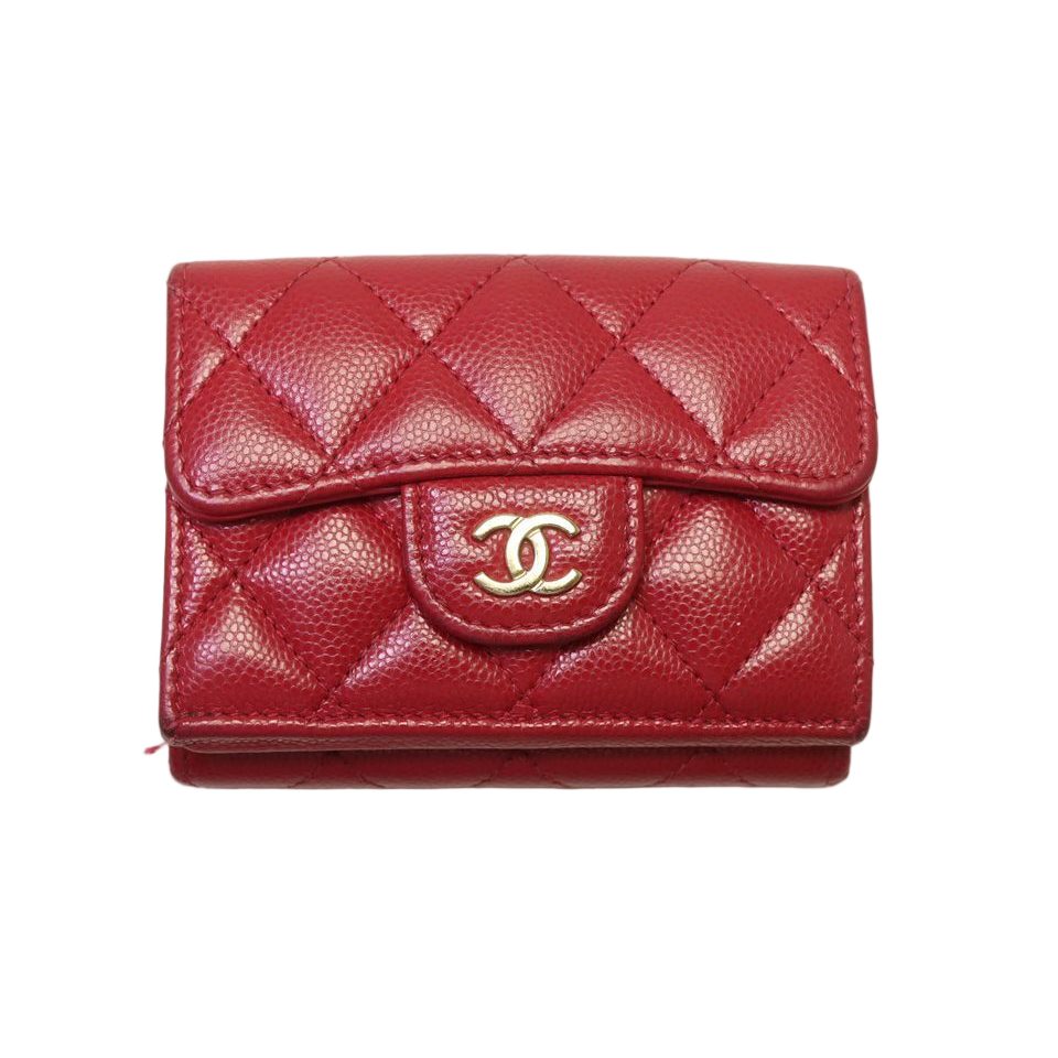 Chanel Quilted Caviar Leather Trifold Wallet