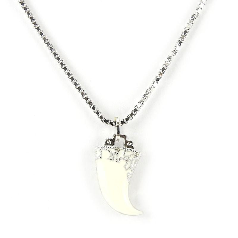Christian Dior Necklace Metal Silver Hardware Fang Motif Plated Accessory — view 2