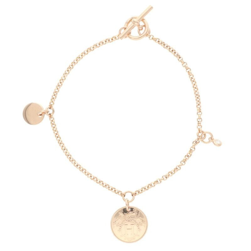 Hermes Exlibris PM 18K Pink Gold 1 Diamond Bracelet St — view 2