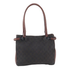 Gucci GG Canvas Leather Tote Shoulder Hand Brown