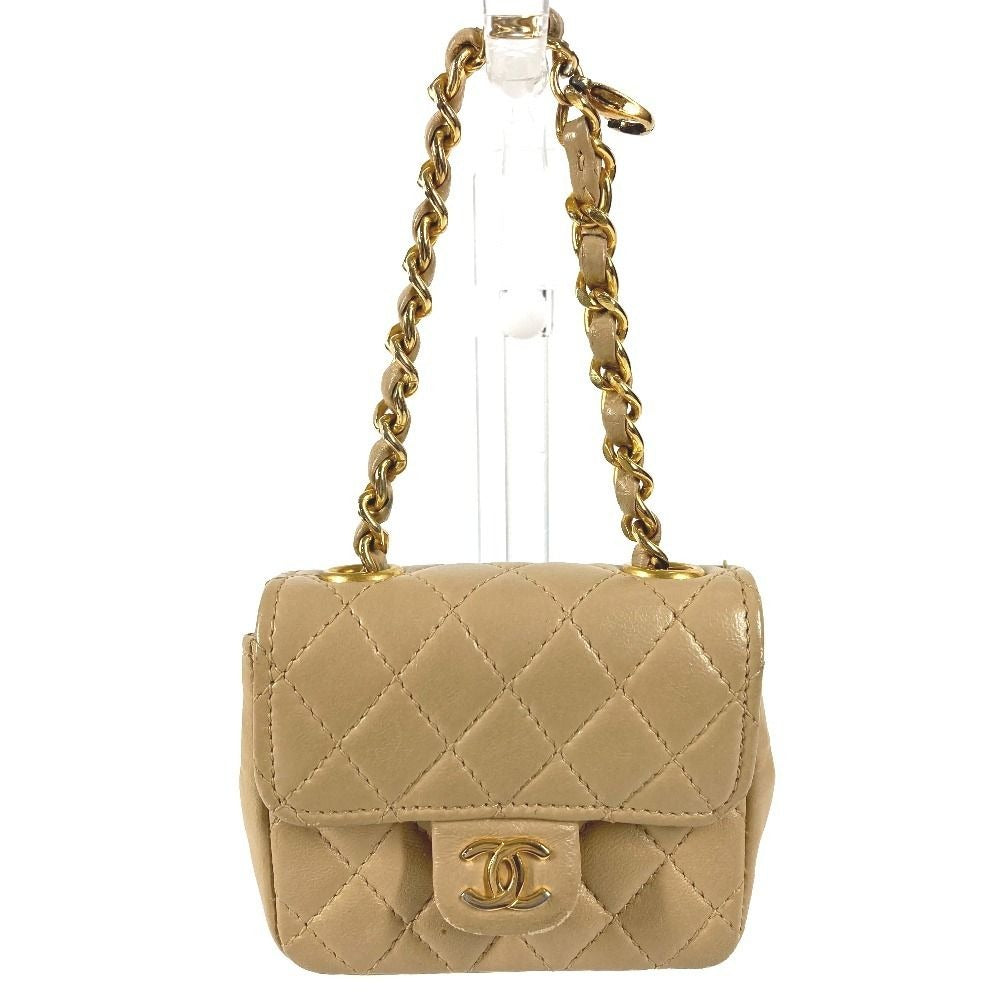 Chanel Handbag Mini Quilted Lambskin Beige