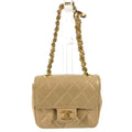 Chanel Handbag Mini Quilted Lambskin Beige