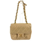 Chanel Handbag Mini Quilted Lambskin Beige