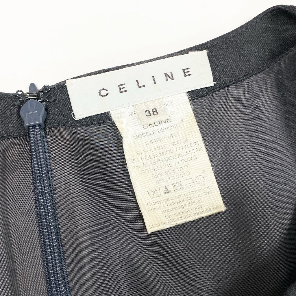 Celine A-line Dress with Carriage Belt 38 Gray Vintage — view 9