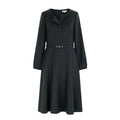 Celine A-line Dress with Carriage Belt 38 Gray Vintage