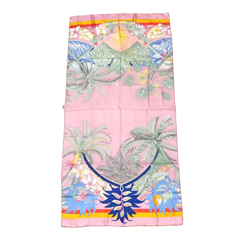 Hermes Rectangle Aloha Pink 100% Silk Scarf Large Accessory — view 2