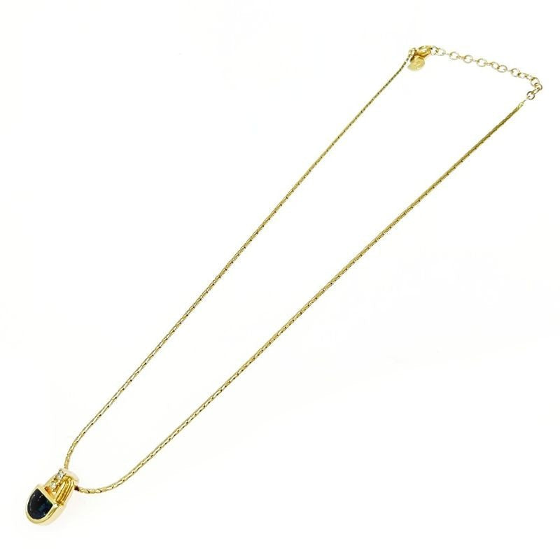 Christian Dior GP Rhinestone Colored Stone Necklace Gold Blue — view 2