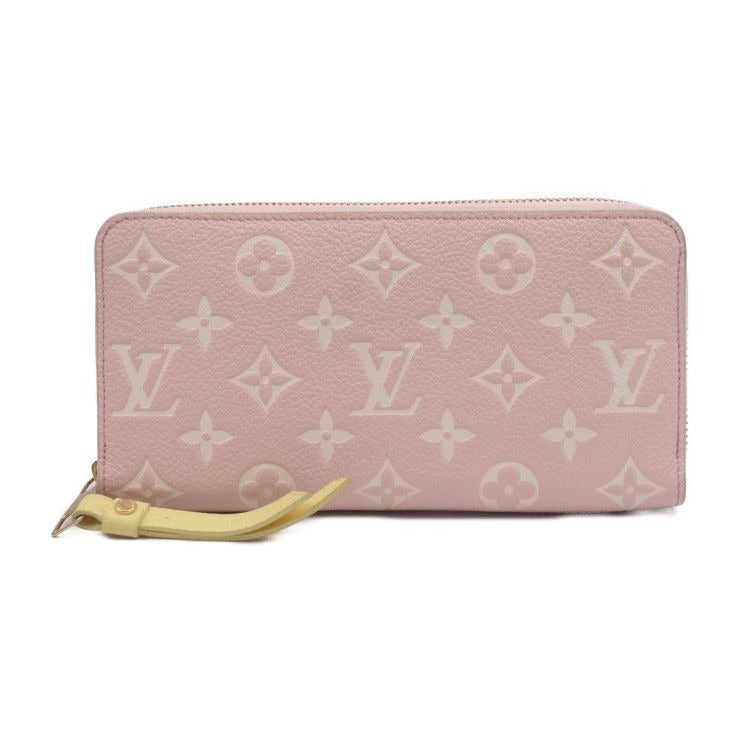 Louis Vuitton Zippy Wallet Long Leather Pink Beige Yellow