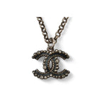 Chanel Coco CC Rhinestone Antique Silver 17