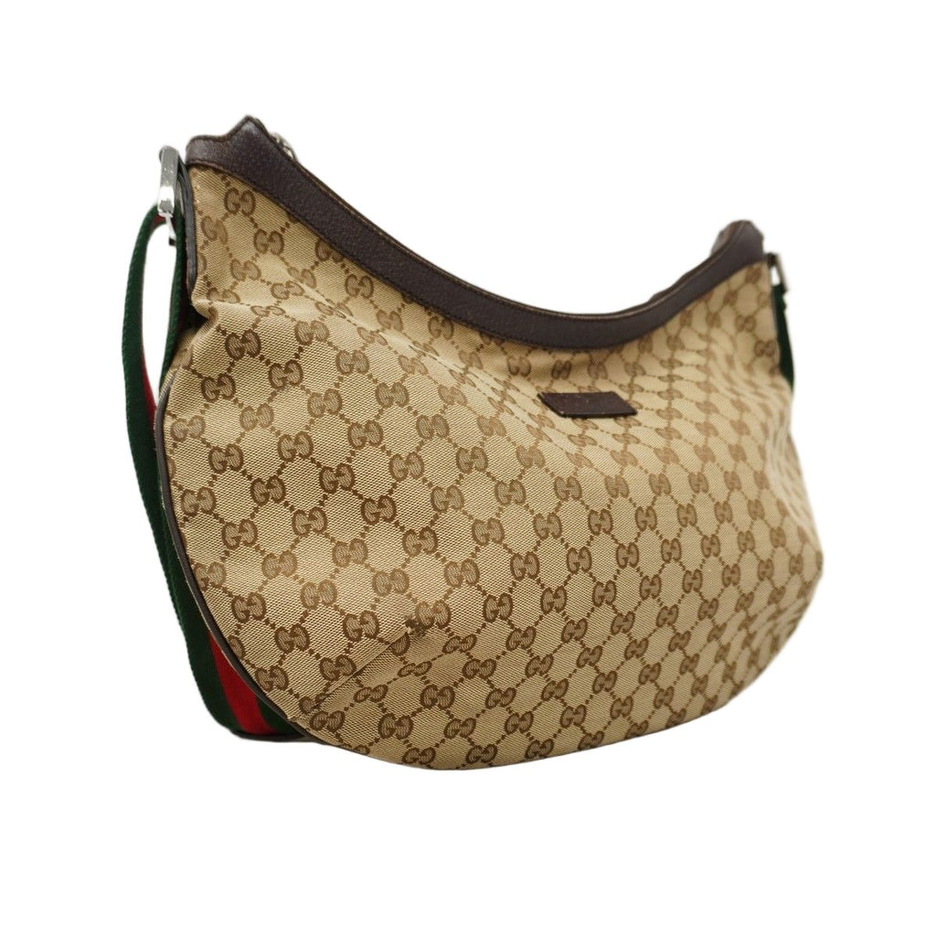 Gucci Shoulder Bag GG Canvas Sherry Line Brown Silver — view 2