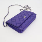 Chanel Chain Wallet Shoulder Bag Women Leather Blue — view 6